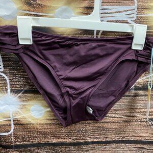 Women Bikini Bottom Side-Tab Hipster Bathing suit Burgundy Kona Sol L 12-14